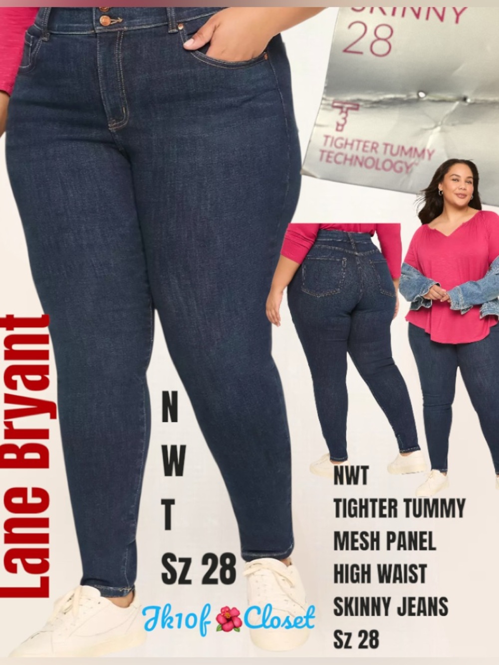 LOWEST PRICE🌺 NWT LANE BRYANT Sz28 TUMMY CONTROL HIGH WAIST SKINNY JEANS